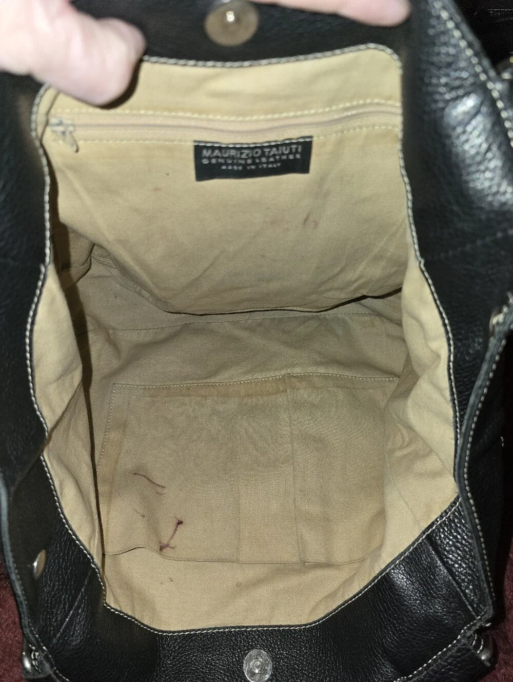 Mauritzio Taiuti Large Pebbled Leather Hobo. Made In Italy.